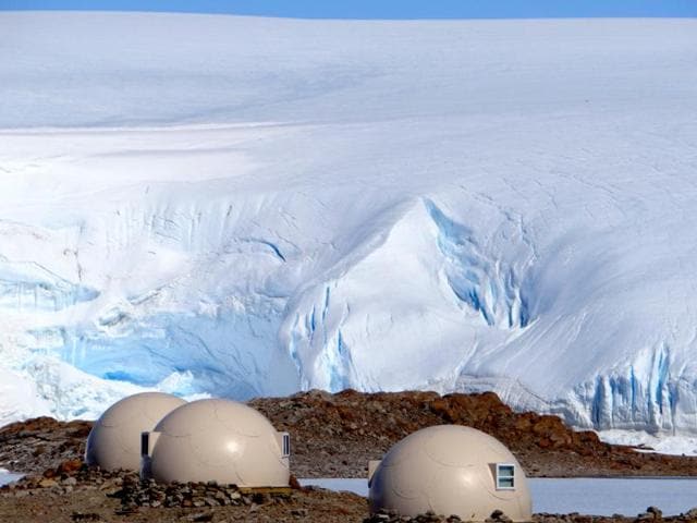 A luxury hotel has opened in Antarctica that sleeps their wealthy guests in heated domes and warms them with fur throws. (AFP)