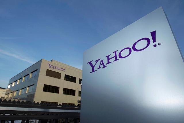 A Yahoo logo is pictured in front of a building in Rolle, 30 km (19 miles) east of Geneva.(Reuters file)