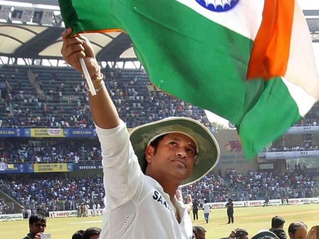 Sachin Tendulkar takes a lap of honour around Wankhede after his last Test for India, his 200th for the country, against West Indies in 2013. (Ajay Aggarwal/HT Photo) Sachin Tendulkar takes a lap of honour around Wankhede after his last Test for India, his 200th for the country, against West Indies in 2013. (Ajay Aggarwal/HT Photo)