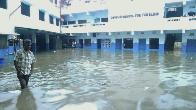 A view of a flooded School at Begumpet after heavy rains in Hyderabad on Wednesday. (PTI) A view of a flooded School at Begumpet after heavy rains in Hyderabad on Wednesday. (PTI)