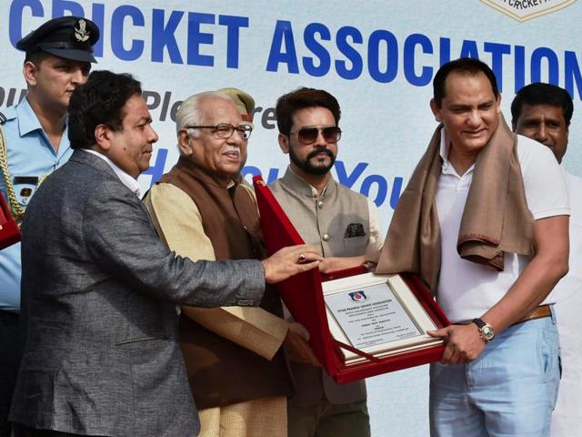 Azhar was among the former India Test skippers honoured on the occasion of the 500th Test match.(PTI)