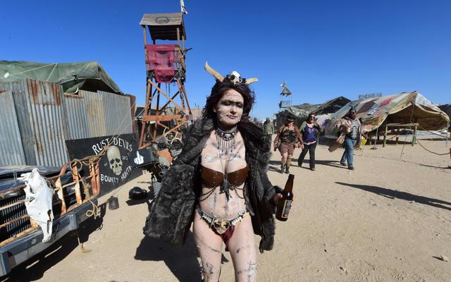 Festival goers attend the first day of Wasteland Weekend in the high desert community of California City in the Mojave Desert. (AFP)