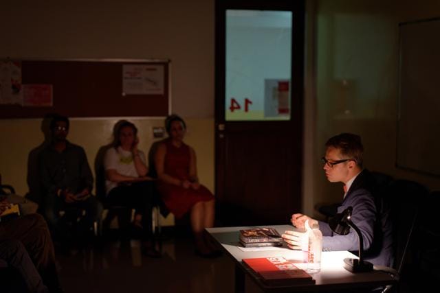 Polish writer Jacek Dehnel reads from his novel Saturn at The Long Night of LiteratureS (Sundeep Bali )