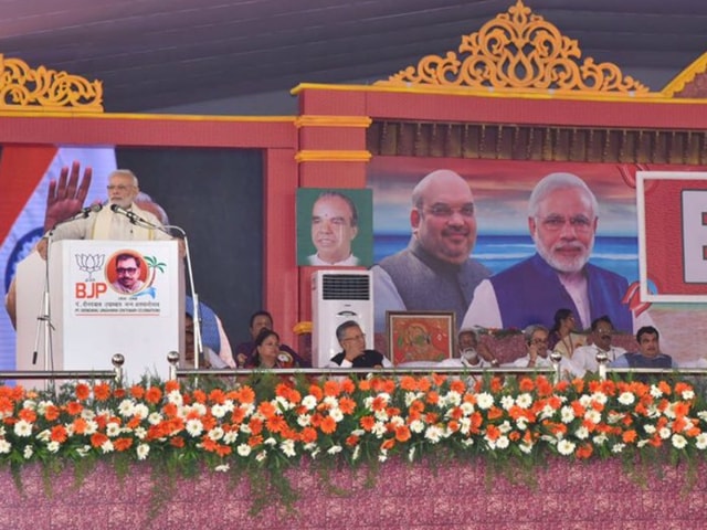 Prime Minister Narendra Modi addresses BJP supporters at the party national council meeting in Kozhikode, Kerala, on September 24, 2016.(Twitter)