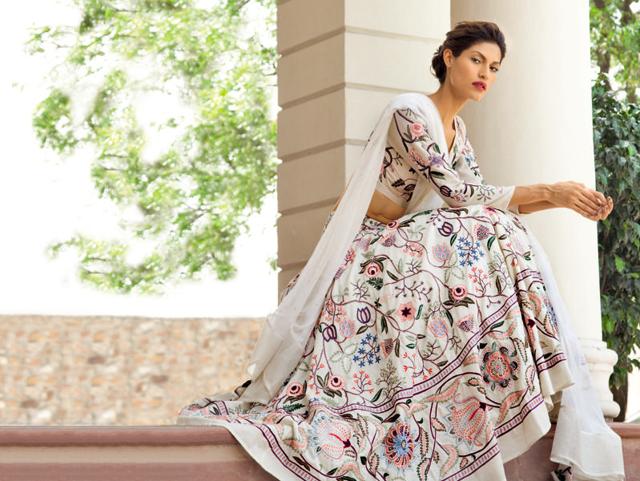Buy Rahul Mishra Peach Ombre Jharoka Embroidered Kurta Online | Aza Fashions