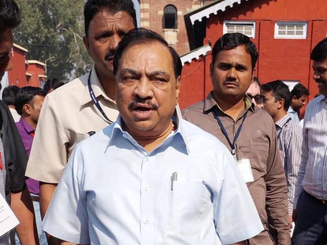 Eknath Khadse told HT that the decision was given in quasi-judicial capacity and AAP leaders are free to challenge it legally in court.(HT FILE PHOTO)