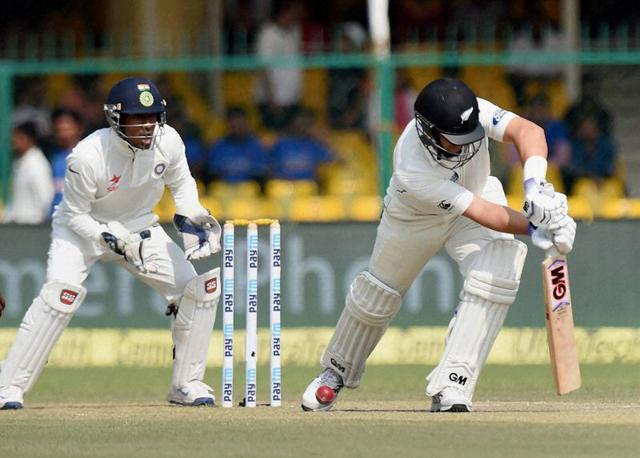New Zealand batsman Ross Taylor fails to read a Ravindra Jadeja delivery. (PTI Photo)