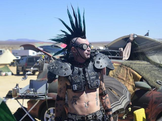 Welcome to Wastelands Weekend, an annual orgy of “cosplay” -- dressing up to the layman -- where fans of the Mad Max film franchise flock from all over the continent. (AFP)