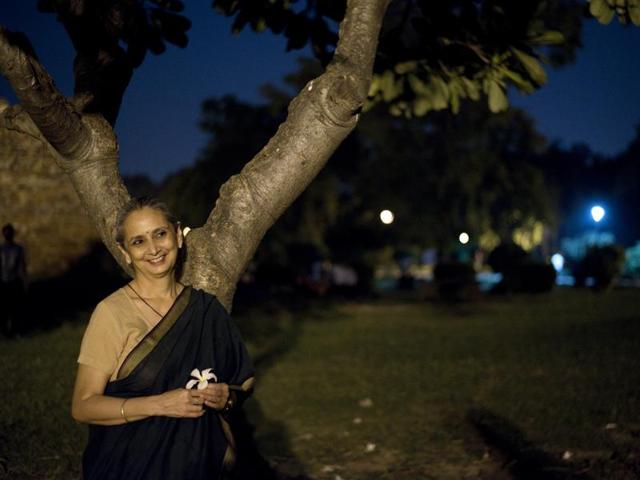 Thumri singer Vidya Rao in conversation with HT at Lodhi Garden in New Delhi, India, on Wednesday. The singer will perform at the India International Centre on Monday.(Saumya Khandelwal/HT Photo)