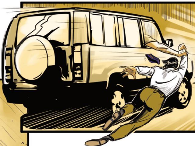 When police constable Tushar Tawade asked for his license, Javed Shaikh allegedly grabbed his hand and slammed the accelerator.(Illustration: Siddhant Jumde)