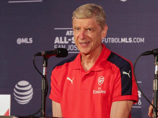 Arsenal manager Arsene Wenger speaks during a press conference after the MLS All-Star game between the MLS All-Star Team and Arsenal at Avaya Stadium. (USA Today Sports via Reuters)