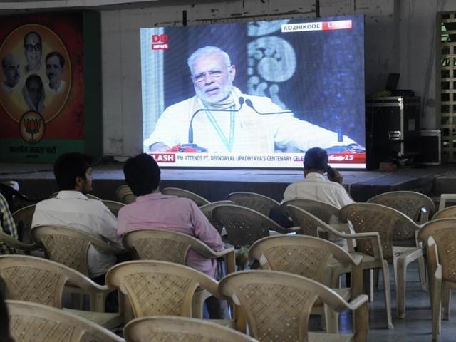 Prime Minister Narendra Modi in Kozhikode.(PTI Photo)