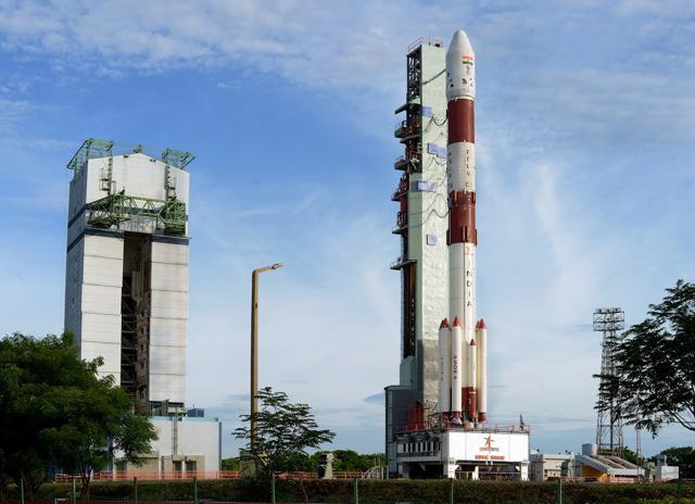 View of PSLV-C35 at its launch pad in Sriharikota. (Picture courtesy: Isro website) View of PSLV-C35 at its launch pad in Sriharikota. (Picture courtesy: Isro website)