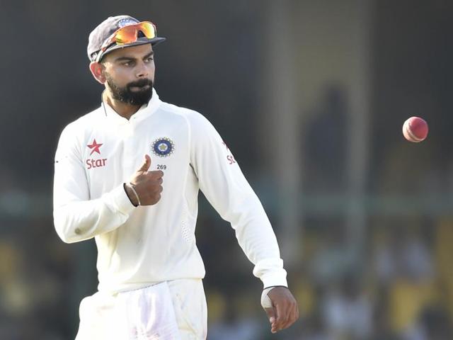 Kohli credited Jadeja and Ashwin‘s batting for making the difference between a low score and a challenging one.(Ajay Aggarwal/HT PHOTO) Kohli credited Jadeja and Ashwin‘s batting for making the difference between a low score and a challenging one.(Ajay Aggarwal/HT PHOTO)