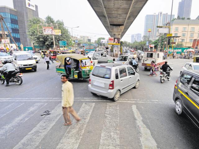 Officials said these points, identified with the help of a drone, are highly congested and witness long traffic jams due to multiple issues.(Sunil Ghosh/HT Photo) Officials said these points, identified with the help of a drone, are highly congested and witness long traffic jams due to multiple issues.(Sunil Ghosh/HT Photo)