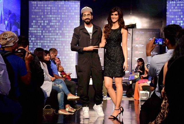 Bollywood actors Kriti Sanon and Ayushmann Khurrana during a celebrity fashion show in Mumbai. (PTI Photo) Bollywood actors Kriti Sanon and Ayushmann Khurrana during a celebrity fashion show in Mumbai. (PTI Photo)