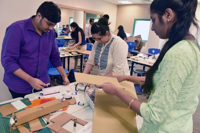 Teachers of various schools participate in a workshop to learn new classroom techniques at American School of Bombay at BKC . (Pratham Gokhale/HT PHOTO)