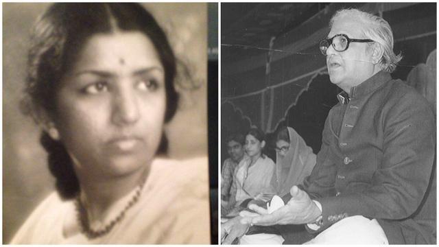 The late Bollywood lyricist Majrooh Sultanpuri (right) was one of Lataji’s closest acquaintances. (HT Photo, Facebook.com/LataMangeshkar)