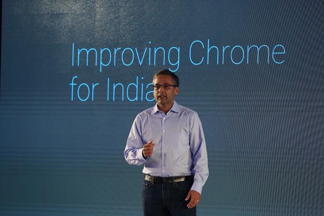 Rahul Roy-Chowdhury, vice-president, product management for Chrome, speaks during the second edition of the Google for India conference in New Delhi on Tuesday.