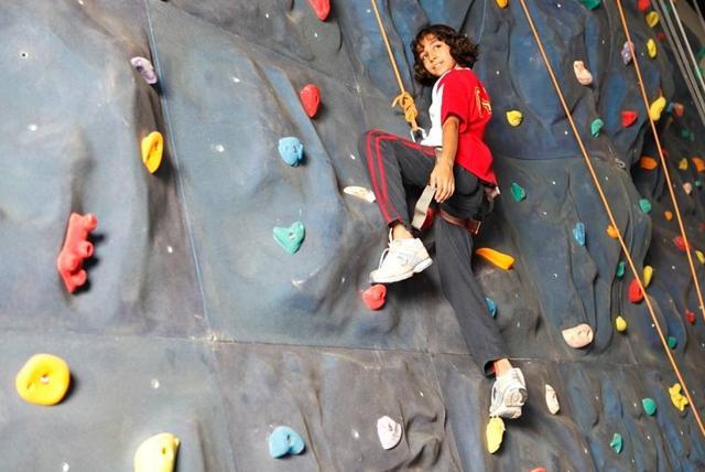 A student from Oberoi international school, Goregaon, in a rock climbing class. A student from Oberoi international school, Goregaon, in a rock climbing class.