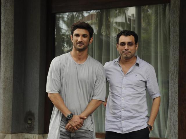 Sushant Singh Rajput and filmmaker Neeraj Pandey during a press conference.(IANS) Sushant Singh Rajput and filmmaker Neeraj Pandey during a press conference.(IANS)