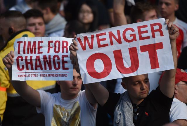 At least one sublime game each season, while posters such as the one above mark that same season. This duality is part of the second half of Wenger’s reign. (AFP) At least one sublime game each season, while posters such as the one above mark that same season. This duality is part of the second half of Wenger’s reign. (AFP)