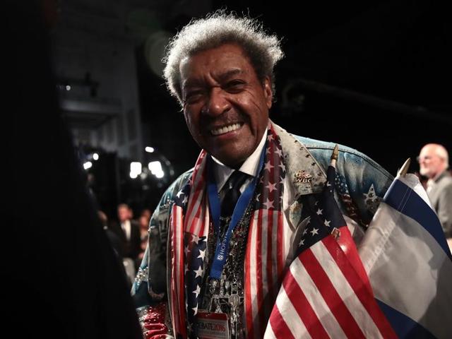 Boxing promoter Don King attends the presidential debate at Hofstra University. (AFP Photo)