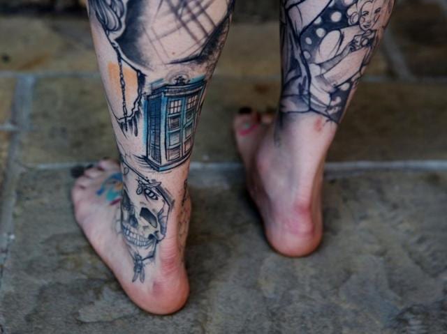 Did we just spot the TARDIS on this one’s calves? Awesome! (REUTERS) Did we just spot the TARDIS on this one’s calves? Awesome! (REUTERS)