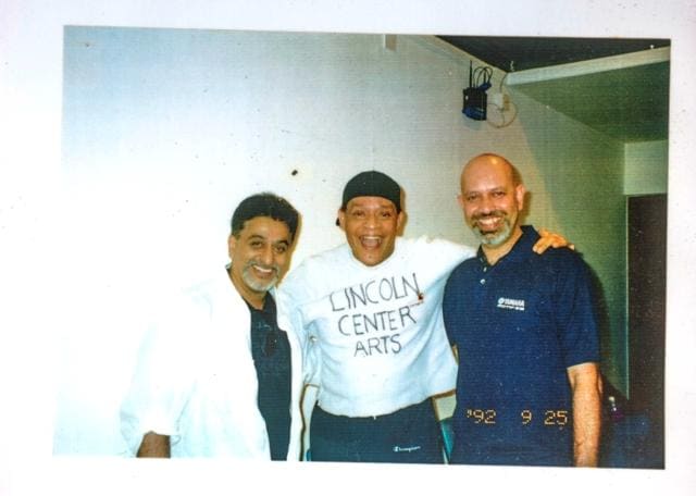 A 1992 picture of Alvares (left) with Al Jarreau and Loy Mendonsa (Photo courtesy: Joe Alvares)