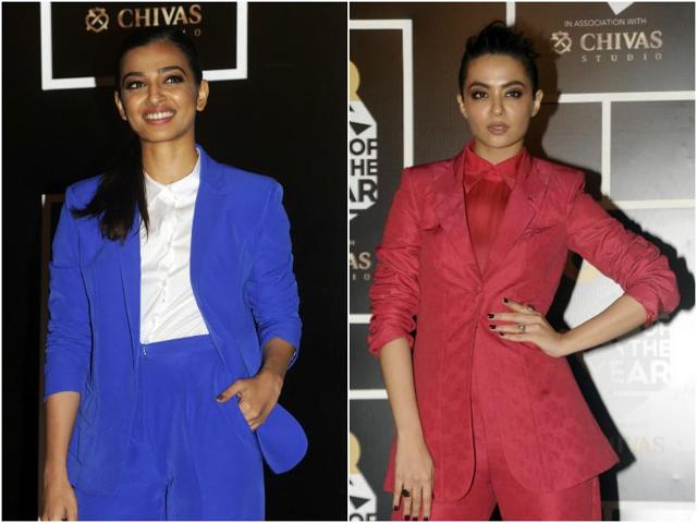 The actors from Parched, Radhika Apte and Surveen Chawla were twinning at the event. (Agencies)