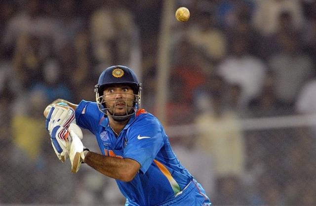 In this photograph taken on March 24, 2011, Indian batsman Yuvraj Singh plays a shot during the quarter-final match of The ICC Cricket World Cup 2011 between India and Australia at The Sardar Patel Stadium, Motera in Ahmedabad. (AFP) In this photograph taken on March 24, 2011, Indian batsman Yuvraj Singh plays a shot during the quarter-final match of The ICC Cricket World Cup 2011 between India and Australia at The Sardar Patel Stadium, Motera in Ahmedabad. (AFP)