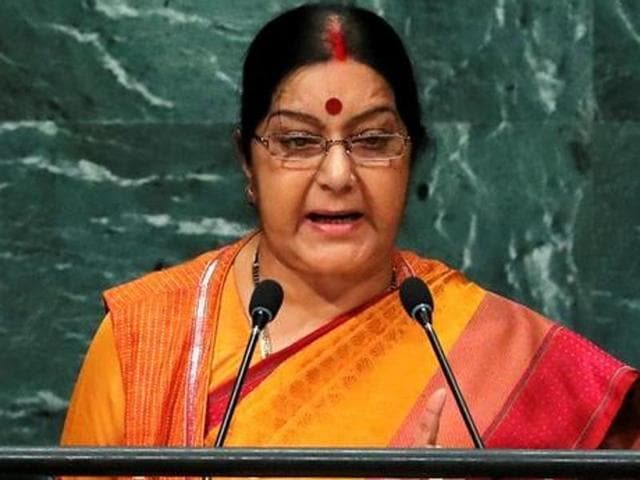 India's external affairs minister Sushma Swaraj addresses the United Nations General Assembly in New York, on September 26, 2016.(Reuters)