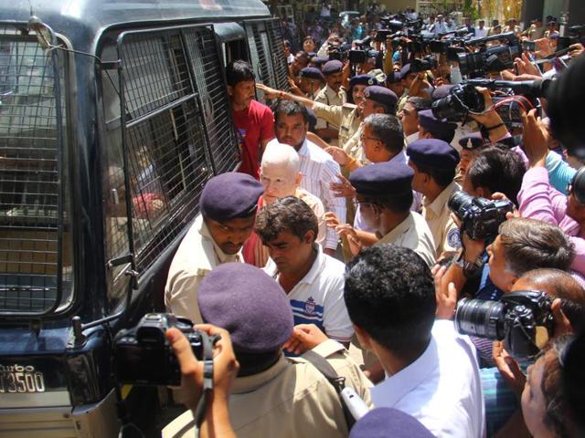 Convicts in Gulbarg Society massacre case seen coming out of the police vehicle for the hearing in Ahmedabad. (HT File Photo) Convicts in Gulbarg Society massacre case seen coming out of the police vehicle for the hearing in Ahmedabad. (HT File Photo)