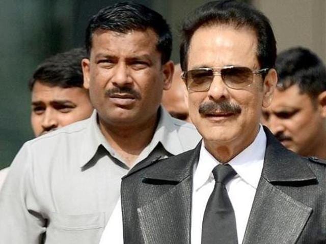 In this photograph taken on April 10, 2013, Sahara group's chairman Subrata Roy leaves the SEBI head office in Mumbai.(AFP file photo)