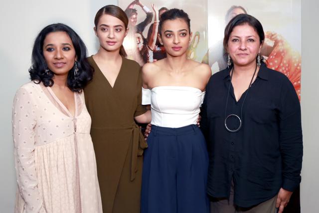 Radhika Apte, Surveen Chawla, Tannishtha Chatterjee and filmmaker Leena Yadav during a press conference of their film Parched in New Delhi. (IANS) Radhika Apte, Surveen Chawla, Tannishtha Chatterjee and filmmaker Leena Yadav during a press conference of their film Parched in New Delhi. (IANS)