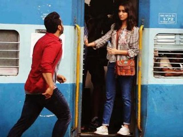 Arjun on Wednesday night shared a photograph of himself with Shraddha. In the image, Shraddha is seen standing on the edge of a moving train, while Arjun is seen running alongside the train.(Instagram)