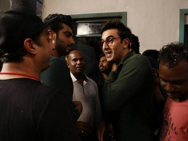 Ranbir enjoys some fun time with Arjun.