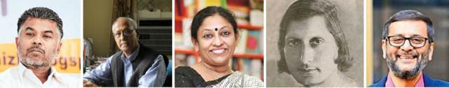(From left) Perumal Murugan, Damodar Mauzo, KR Meera, Suryakant Tripathi Nirala and Vivek Shanbhag (From left) Perumal Murugan, Damodar Mauzo, KR Meera, Suryakant Tripathi Nirala and Vivek Shanbhag