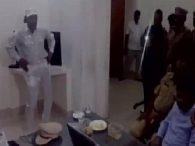 Disco baba shakes a leg, purportedly at a police station in Hyderabad.(Video grab/ANI)