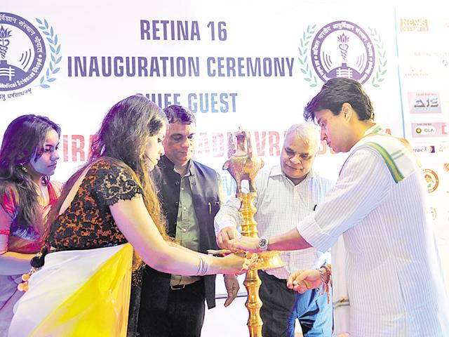 Jyotiraditya Scindia inaugurates the four-day AIIMS fest Retina 2016 on Wednesday.(Mujeeb Faruqui/HT photo) Jyotiraditya Scindia inaugurates the four-day AIIMS fest Retina 2016 on Wednesday.(Mujeeb Faruqui/HT photo)