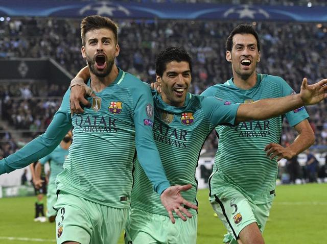 Goals in the final 25 minutes, from Arda Turan and Gerard Pique, sealed Barcelona’s second Group C win after their 7-0 hammering of Celtic. (AP) Goals in the final 25 minutes, from Arda Turan and Gerard Pique, sealed Barcelona’s second Group C win after their 7-0 hammering of Celtic. (AP)