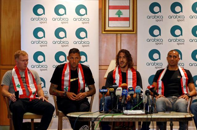 Marco Materazzi, second from left, during a friendly international in Beirut, Lebanon, on September 9, 2016. (REUTERS) Marco Materazzi, second from left, during a friendly international in Beirut, Lebanon, on September 9, 2016. (REUTERS)