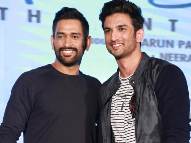 Indian cricketer MS Dhoni with actor Sushant Singh Rajput during promotion of MS Dhoni : The Untold Story in New Delhi. (IANS Photo)