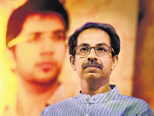 Shiv Sena president, Uddhav Thackeray attends 'Marathi Bhasha Divas' celebration at Rangsharada Bhavan in Mumbai.(HT File Photo)