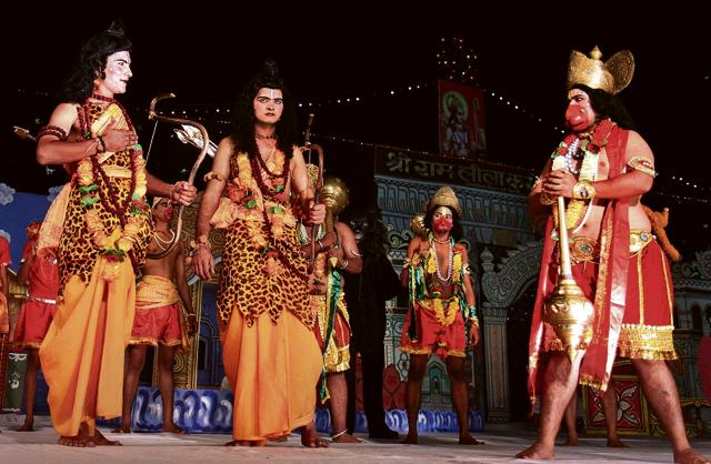 A scene from the Ram Lila performed on 05 October, 2011 at the Ram Lila Maidan in Delhi. 2011 was the centenary year of Ram Lila performances at the venue.(Sonu Mehta)