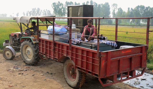 Villagers, with their luggage, move to safe zones at Pul Kanjari village near Attari. (PTI) Villagers, with their luggage, move to safe zones at Pul Kanjari village near Attari. (PTI)