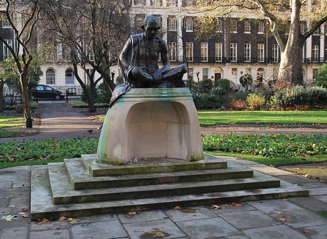 This 1968 Gandhi statue, by artist Fredda Brilliant, is the centerpiece at Tavistock Square, in Bloomsbury, London. (Wikimedia Commons)