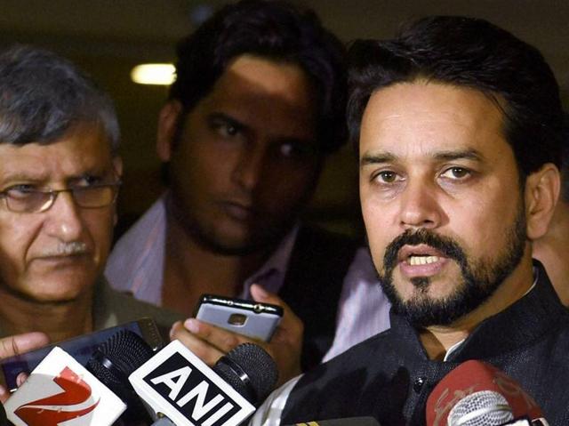 BCCI President Anurag Thakur along with BCCI secretary Ajay Shirke intracts with media. (PTI Photo) BCCI President Anurag Thakur along with BCCI secretary Ajay Shirke intracts with media. (PTI Photo)