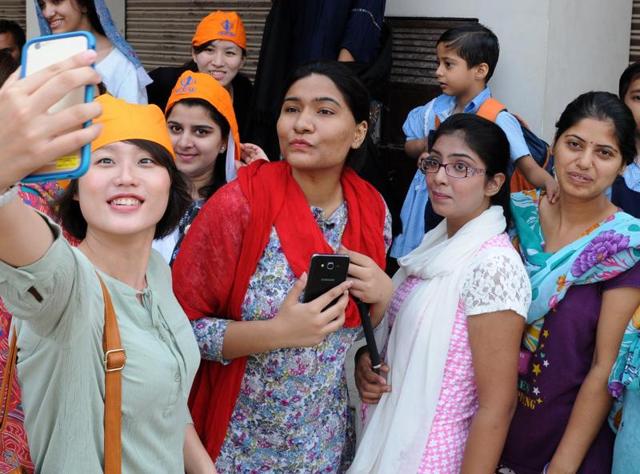 Youngsters from 33 nations took part in the event. (Anil Dayal/HT Photo) Youngsters from 33 nations took part in the event. (Anil Dayal/HT Photo)