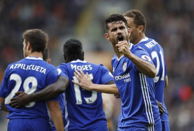 Chelsea's Diego Costa celebrates scoring their second goal. (REUTERS) Chelsea's Diego Costa celebrates scoring their second goal. (REUTERS)